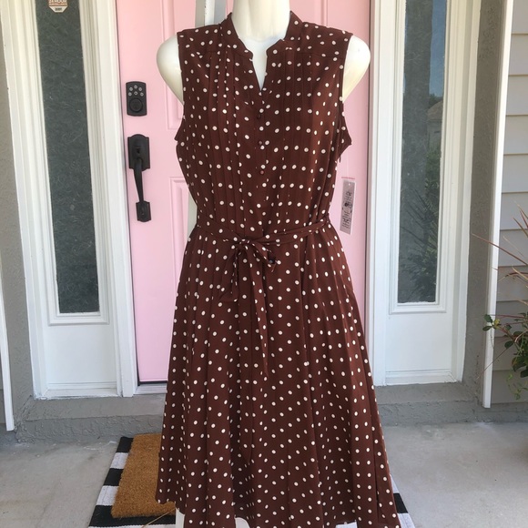 Nanette Lepore Dresses & Skirts - 🆕Brown & white polka dot dress Pretty Woman style